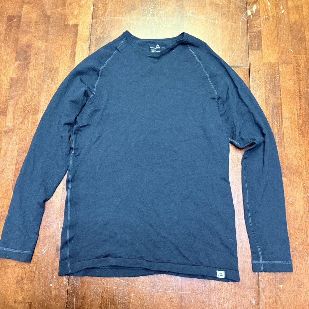 Danish Endurance Merino Wool Baselayer Men Size M Black Long Sleeve Thermal Top